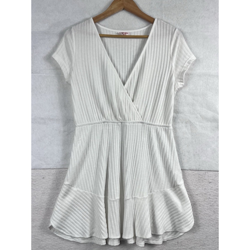 Women’s Cream Ribbed Wrap Dress - Classic Casual